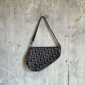 ❌sold❌Vintage Dior Mini Saddle Bag Black Trotter Print